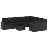 vidaXL Set de sof&aacute;s de jard&iacute;n 10 pzas cojines rat&aacute;n sint&eacute;tico negro