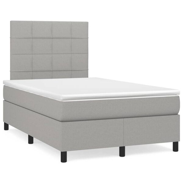 vidaXL Cama box spring con colch&oacute;n tela gris claro 120x190 cm