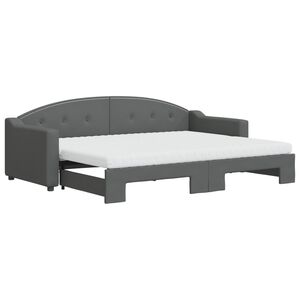 vidaXL Sof&aacute; cama nido con colch&oacute;n tela gris oscuro 80x200 cm