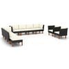 vidaXL Set muebles de jard&iacute;n 10 pzas rat&aacute;n sint&eacute;tico eucalipto negro