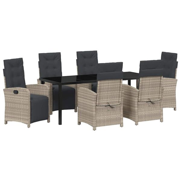 vidaXL Conjunto de Comedor de Jard&iacute;n 7 pcs Gris Claro rat&aacute;n sint&eacute;tico