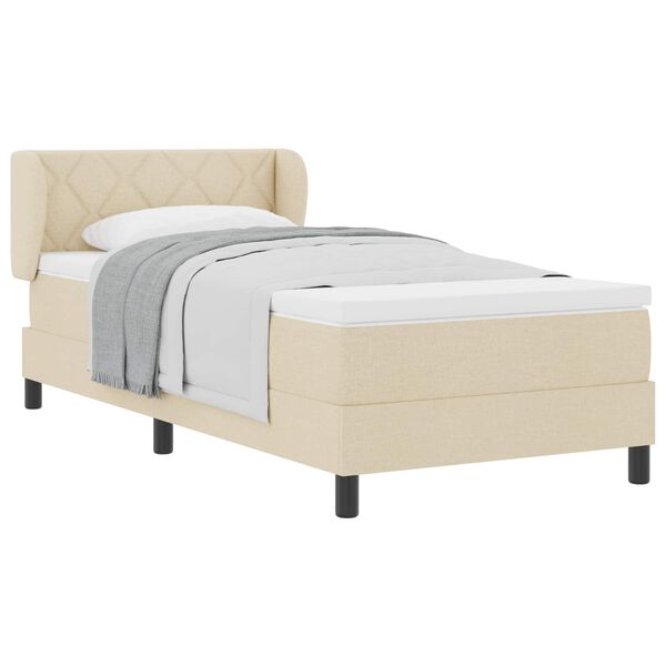 vidaXL Cama tipo Box Spring con colch&oacute;n Crema 100 x 200 cm tela