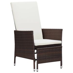 vidaXL Sill&oacute;n reclinable de jard&iacute;n con cojines rat&aacute;n sint&eacute;tico marr&oacute;n