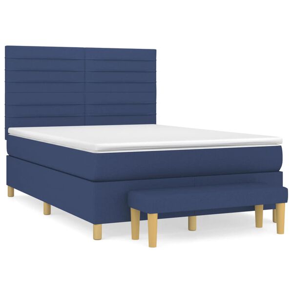 vidaXL Cama box spring con colch&oacute;n tela azul 140x190 cm