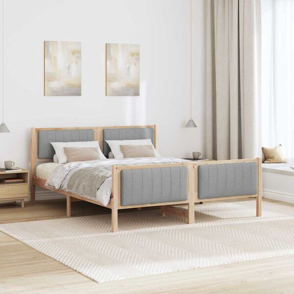 vidaXL Estructura de cama Marrón y gris claro 150 x 200 cm