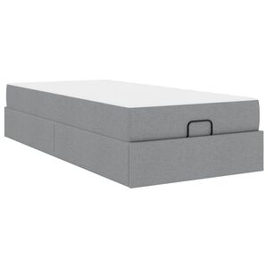 vidaXL Estructura de cama con colch&oacute;n 2 pcs Gris claro tela