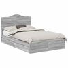 vidaXL Cama con almacenamiento con cabecera Gris Sonoma 135 x 190 cm