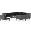 vidaXL Muebles de jard&iacute;n 10 pzas y cojines rat&aacute;n sint&eacute;tico gris oscuro