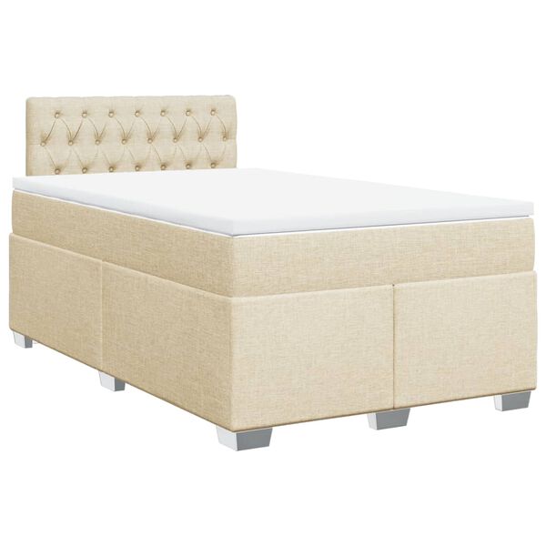 vidaXL Cama box spring con colch&oacute;n tela color crema 120x190 cm