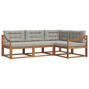 vidaXL Conjunto de sof&aacute;s de exterior 4 pcs Gris Natural y Claro