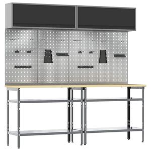 vidaXL Conjunto de banco de trabajo 8 uds. Negro y Gris