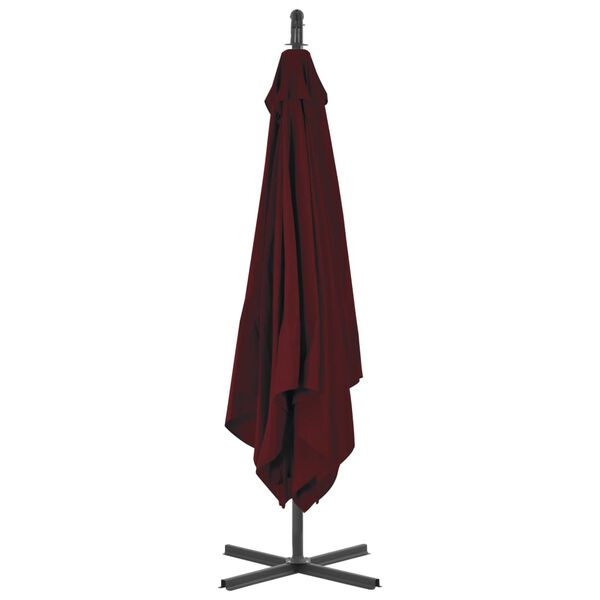 vidaXL Sombrilla jardín voladiza palo de acero vino tinto 250x250 cm