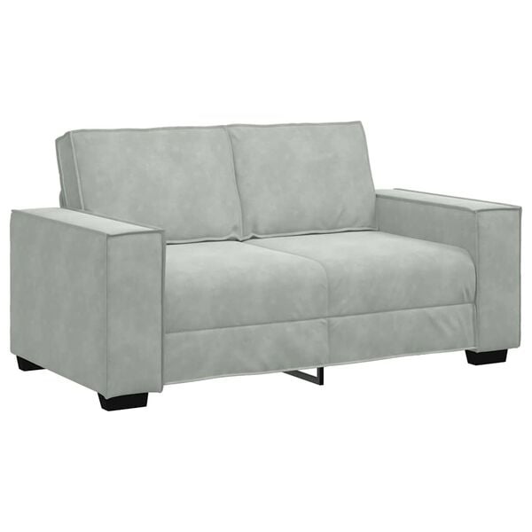 vidaXL Sof&aacute; de 2 plazas de terciopelo gris claro 160x78x84 cm