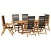 vidaXL Set de comedor jard&iacute;n 7 pzas polipropileno madera maciza negro