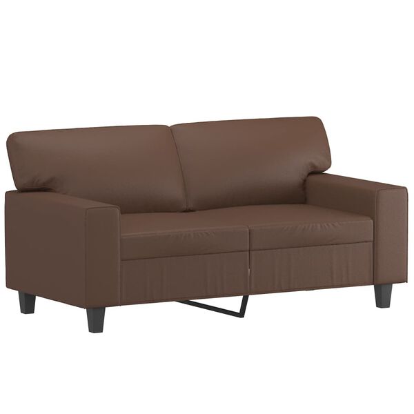 vidaXL Sof&aacute; 2 plazas almohadas y cojines cuero sint&eacute;tico marr&oacute;n 120 cm