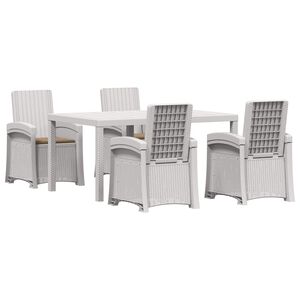 vidaXL Conjunto de Comedor de Jard&iacute;n 5 uds. Blanco y Topo PP