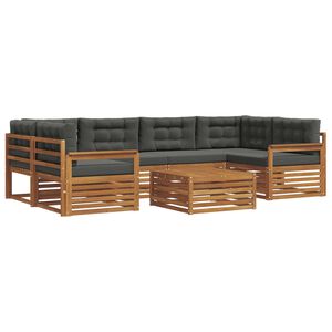 vidaXL Conjunto de sof&aacute;s de exterior 7 pcs Natural y Antracita