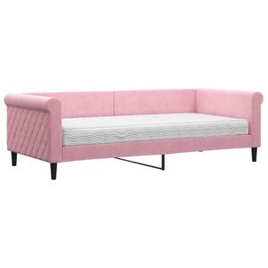 vidaXL Sof&aacute; cama con colch&oacute;n terciopelo rosa 90x200 cm