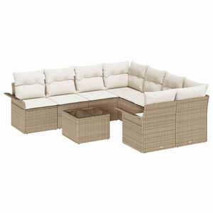 vidaXL Conjunto de sof&aacute;s de jard&iacute;n 9 uds. Beige y Crema