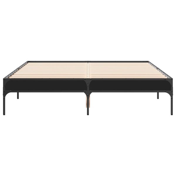 vidaXL Estructura de cama madera de ingenier&iacute;a y metal negro 120x190cm