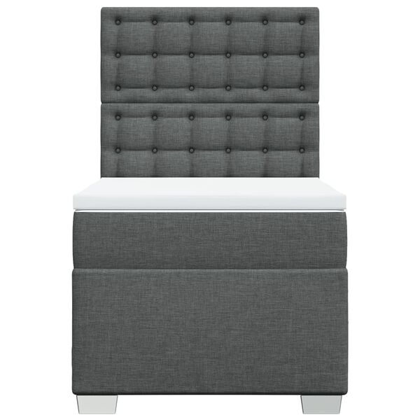 vidaXL Cama box spring con colch&oacute;n tela gris oscuro 80x200 cm