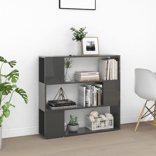 vidaXL Estanter&iacute;a/divisor de espacios gris brillo 100x24x94 cm