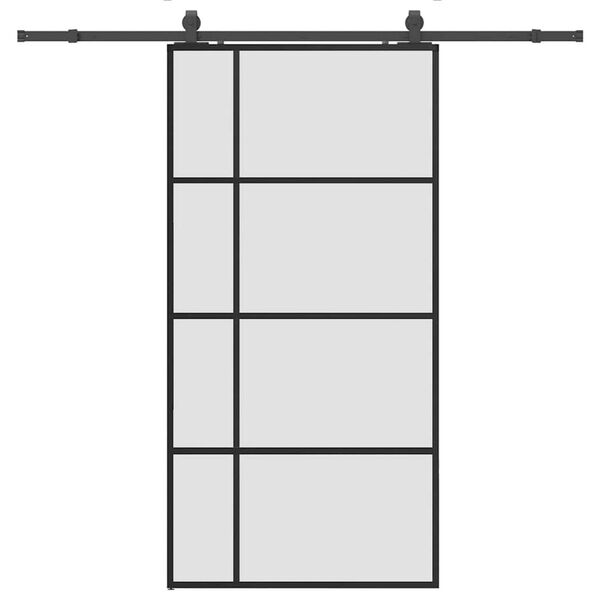 vidaXL Puerta corredera set herrajes negra 102,5x205 cm ESG vidrio