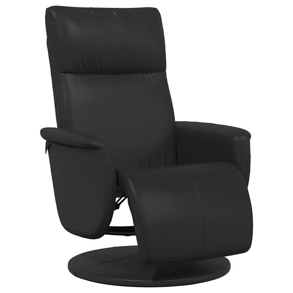 vidaXL Sill&oacute;n reclinable con reposapi&eacute;s cuero sint&eacute;tico negro