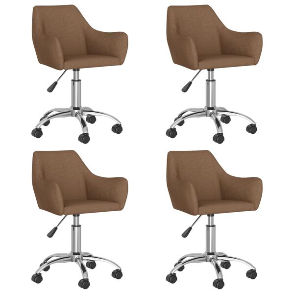 vidaXL Sillas de comedor giratorias 4 unidades tela marr&oacute;n