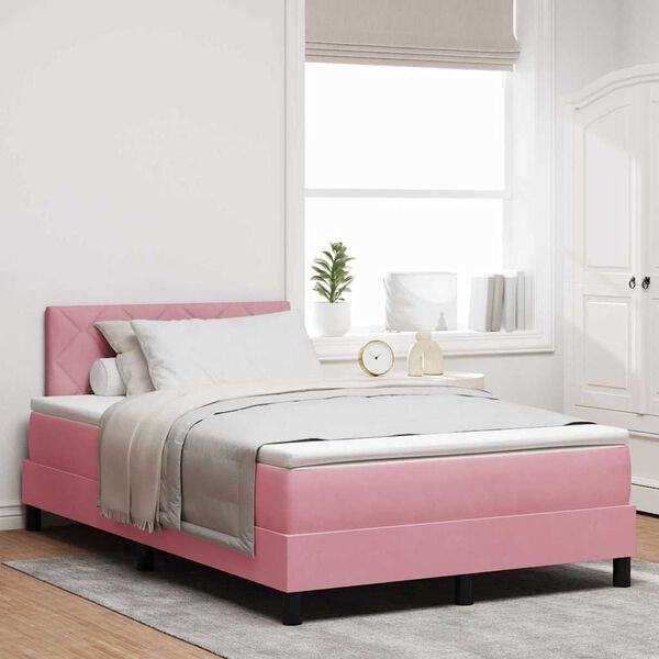 vidaXL Cama tipo Box Spring con colch&oacute;n Rosa 120 x 190 cm Terciopelo