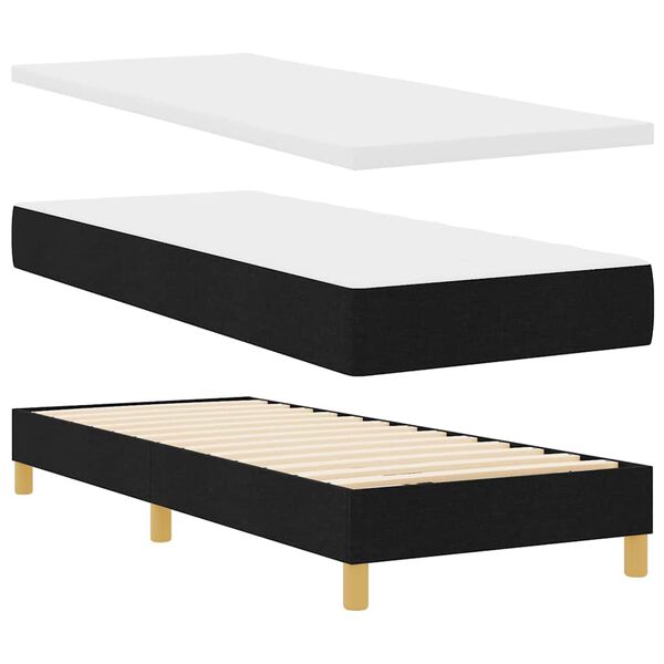 vidaXL Cama tipo Box Spring con colch&oacute;n Negro 80 x 200 cm tela