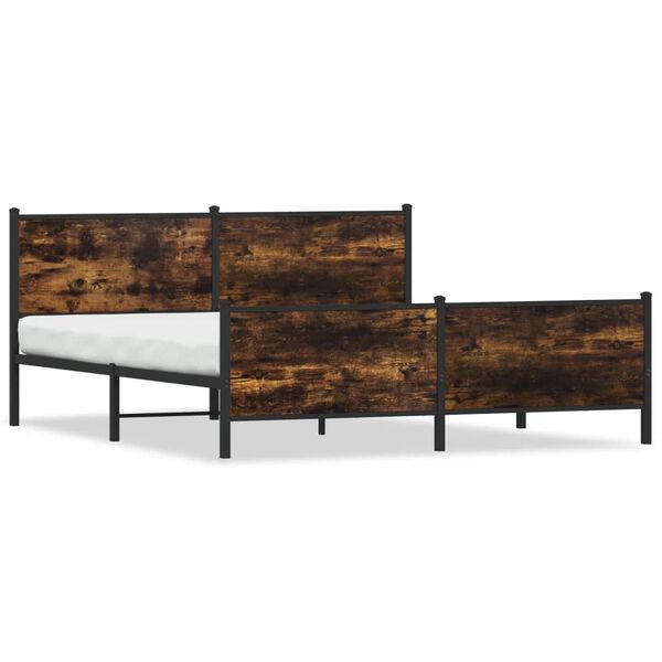 vidaXL Estructura de cama sin colchón metal roble ahumado 183x213 cm