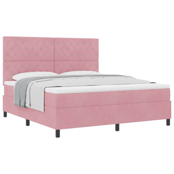 vidaXL Cama tipo Box Spring con colch&oacute;n Rosa 180 x 200 cm tela