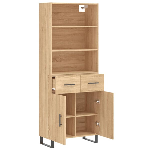 vidaXL Aparador alto madera contrachapada color roble 69,5x34x180 cm