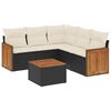 vidaXL Set de sof&aacute;s de jard&iacute;n 6 piezas y cojines rat&aacute;n sint&eacute;tico negro