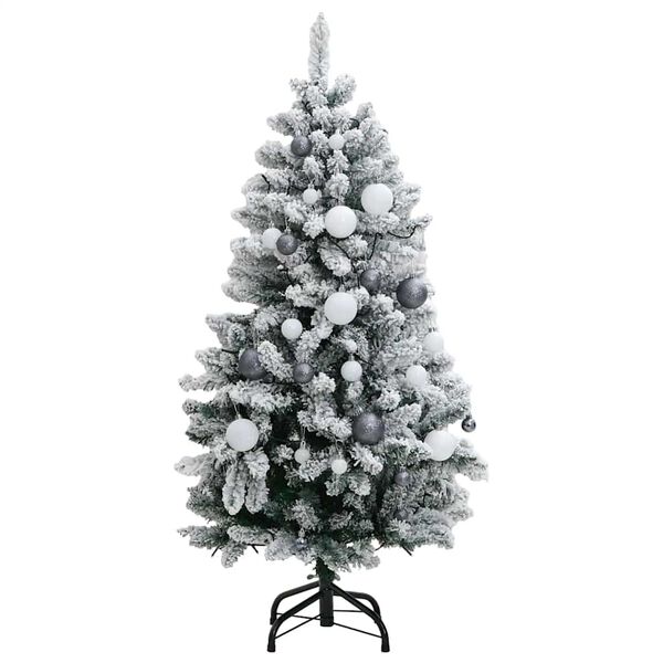 vidaXL Árbol Navidad artificial con bisagras 150 LED y bolas 120 cm