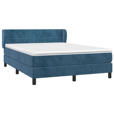 vidaXL Cama box spring con colchón terciopelo azul oscuro 140x200 cm