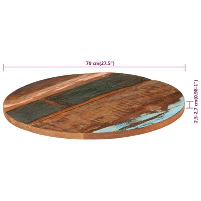 vidaXL Tablero de mesa redonda 70 cm 25-27 mm madera maciza reciclada