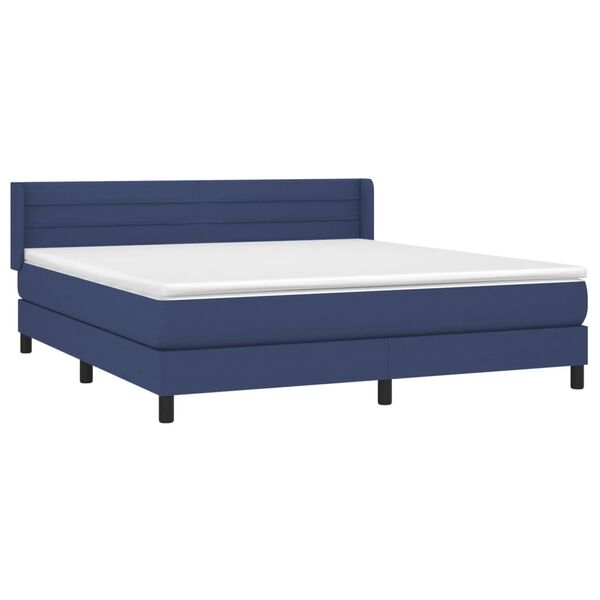vidaXL Cama box spring con colch&oacute;n tela azul 160x200 cm