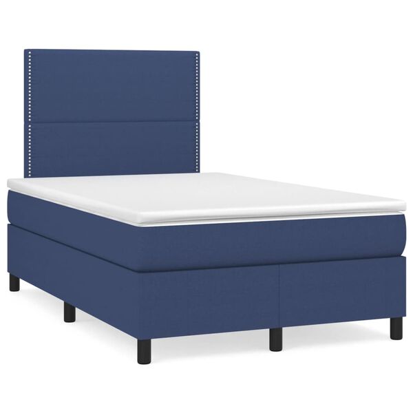 vidaXL Cama box spring con colch&oacute;n tela azul 120x190 cm