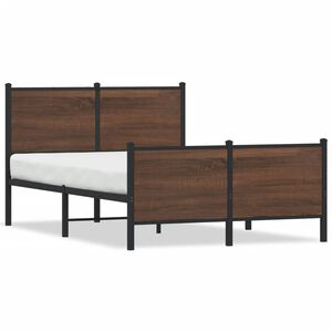 vidaXL Estructura de cama sin colch&oacute;n metal marr&oacute;n roble 137x190 cm