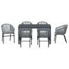 vidaXL Conjunto de Comedor de Jardín 7 pcs Gris Poliratán