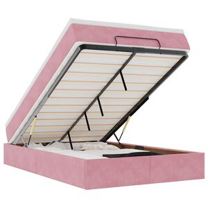 vidaXL Cama otomana con colch&oacute;n terciopelo rosa 120x190 cm