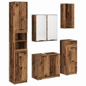 vidaXL Juego de muebles de ba&ntilde;o con caj&oacute;n 5 pcs Madera vieja