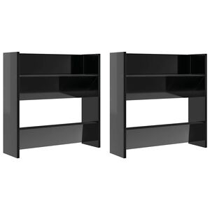 vidaXL Zapateros de pared 2 uds contrachapada negro brillo 60x18x60 cm