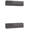 vidaXL Muebles de sal&oacute;n 4 pzas madera ingenier&iacute;a gris con brillo
