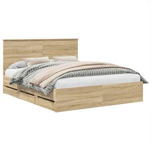 vidaXL Estructura de cama Roble Sonoma 160 x 200 cm Madera Ingenieril