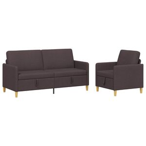 vidaXL Juego de Sof&aacute;s con Almacenamiento 2 uds. Marr&oacute;n Oscuro