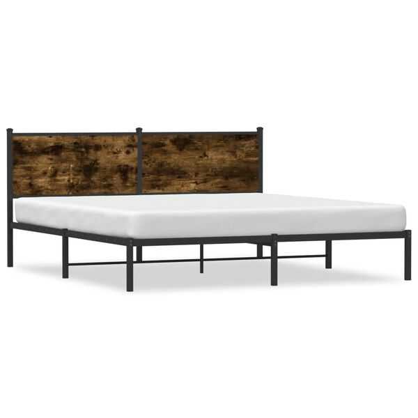 vidaXL Estructura de cama sin colch&oacute;n metal roble ahumado 180x200 cm