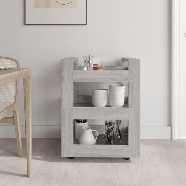 vidaXL Carrito de cocina madera contrachapada gris Sonoma 60x45x80 cm